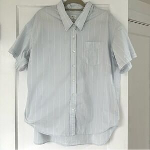 Wilfred Pale Blue Vertical Stripe Short Sleeve Button-Down